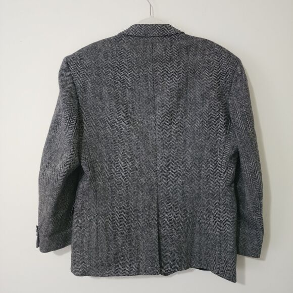 Trieste Mens Wool Herringbone Sport Coat Size 44R Gray Blazer Jacket 2-Button - Picture 2 of 8
